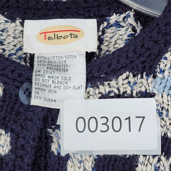 Talbots Women's Medium* Dark Blue Knit Cardigan Button Front Sweater - Picture 11 of 11